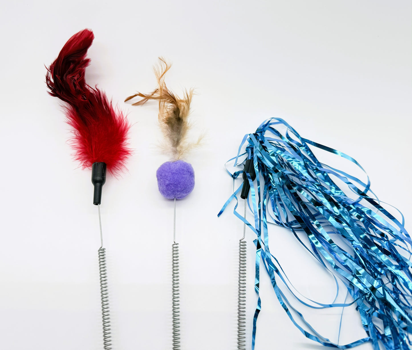 3 Pack - Cat Wand Teaser Toy - Assorted Colors