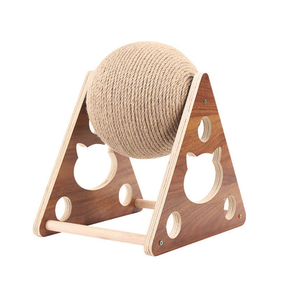 Cat Scratching Ball With Wooden Stand Sisal Rope