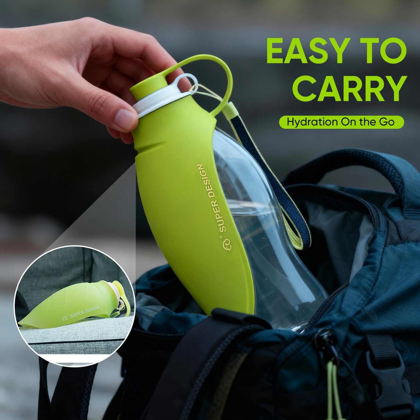 20 oz Dog Water Bottle with Silicone Foldable Bowl