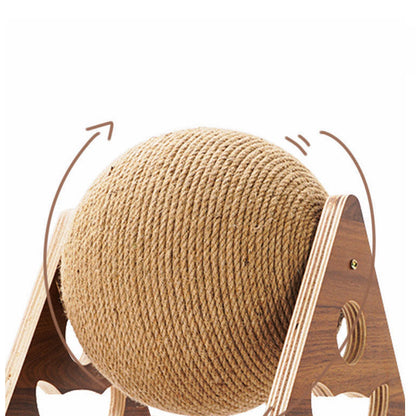 Cat Scratching Ball With Wooden Stand Sisal Rope
