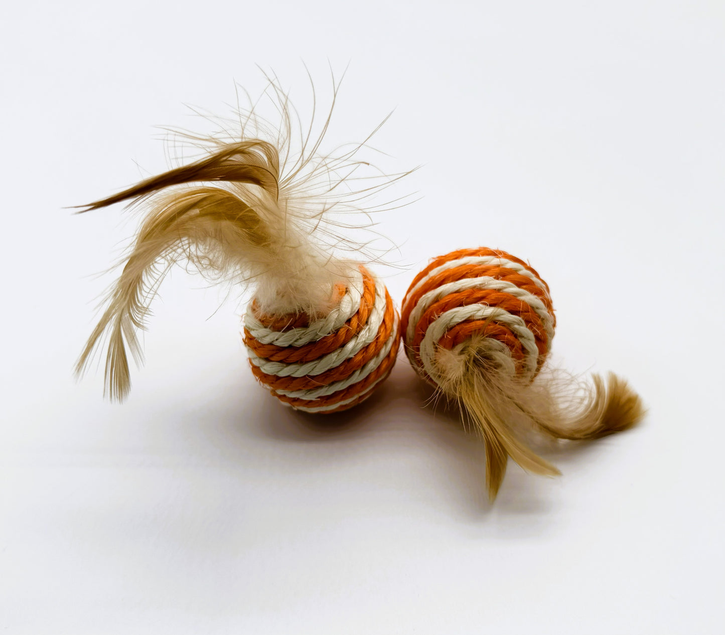 2 Pack - Striped Sisal Feather Ball, Cat Toy