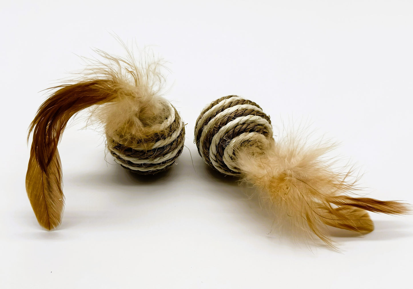2 Pack - Striped Sisal Feather Ball, Cat Toy